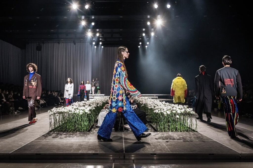 Japan’s largest fashion week “Rakuten Fashion Week Tokyo 2023”. Floral ...